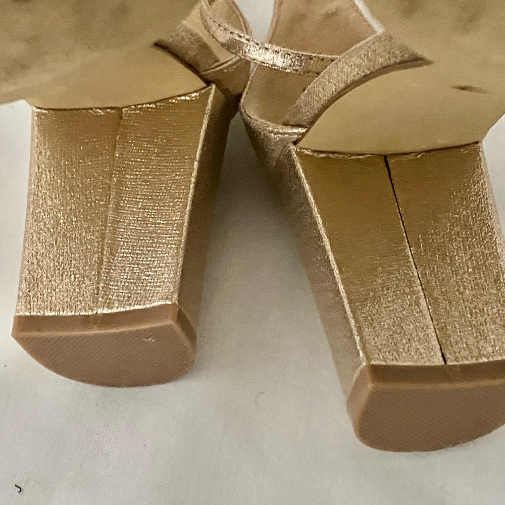 Gold Pumps gold Rose jewels chunky heels ankle strap Mischa Prom Wedding - Picture 11 of 16